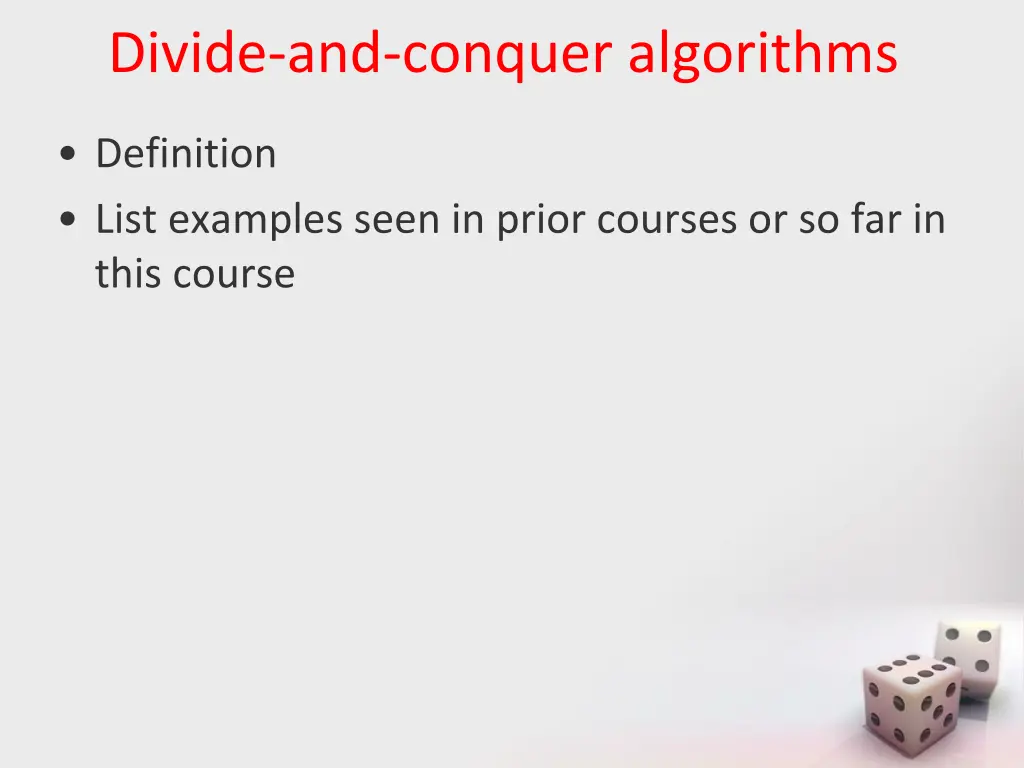 divide and conquer algorithms