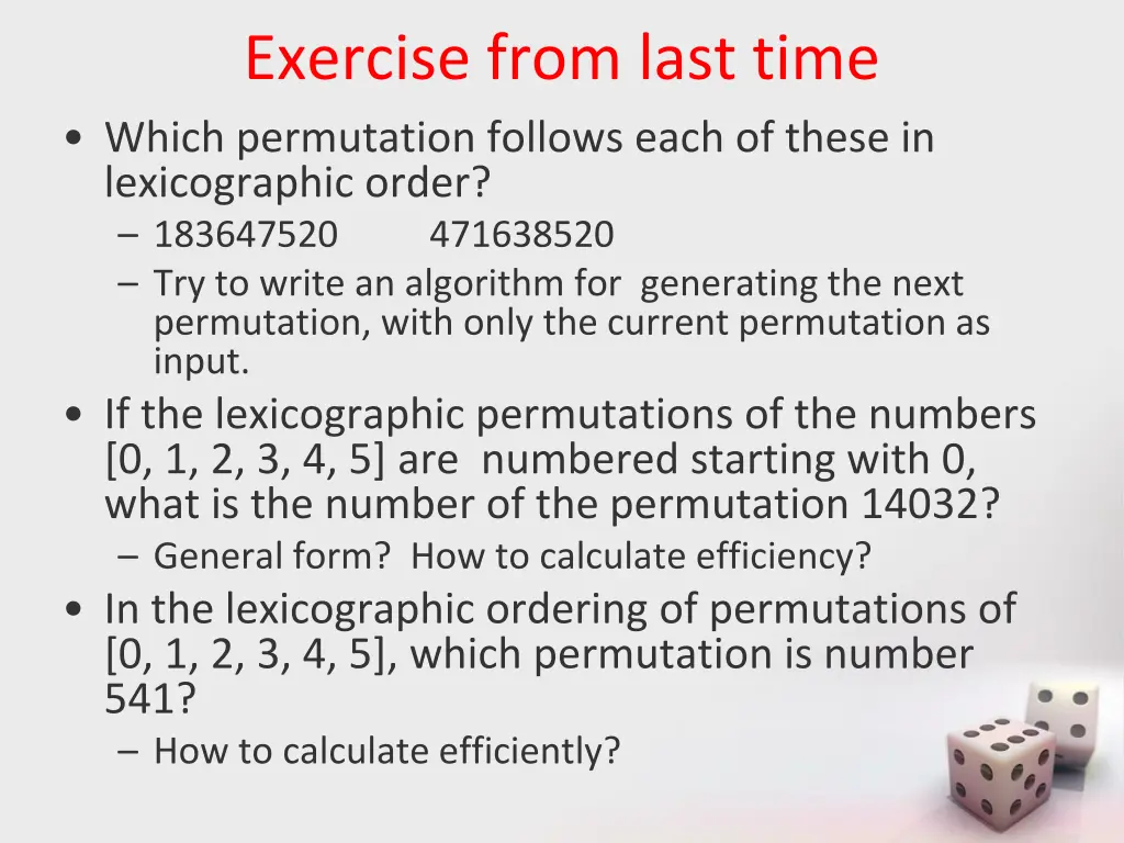 exercise from last time which permutation follows