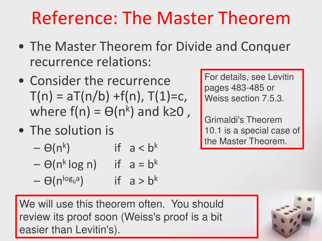 reference the master theorem