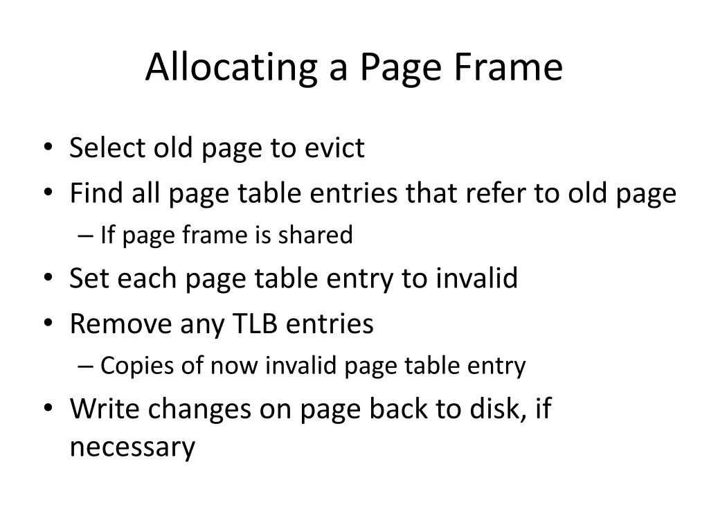 allocating a page frame