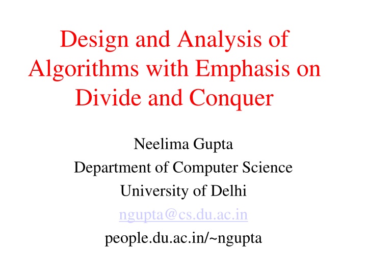 design and analysis of algorithms with emphasis