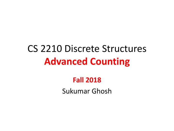 cs 2210 discrete structures advanced counting