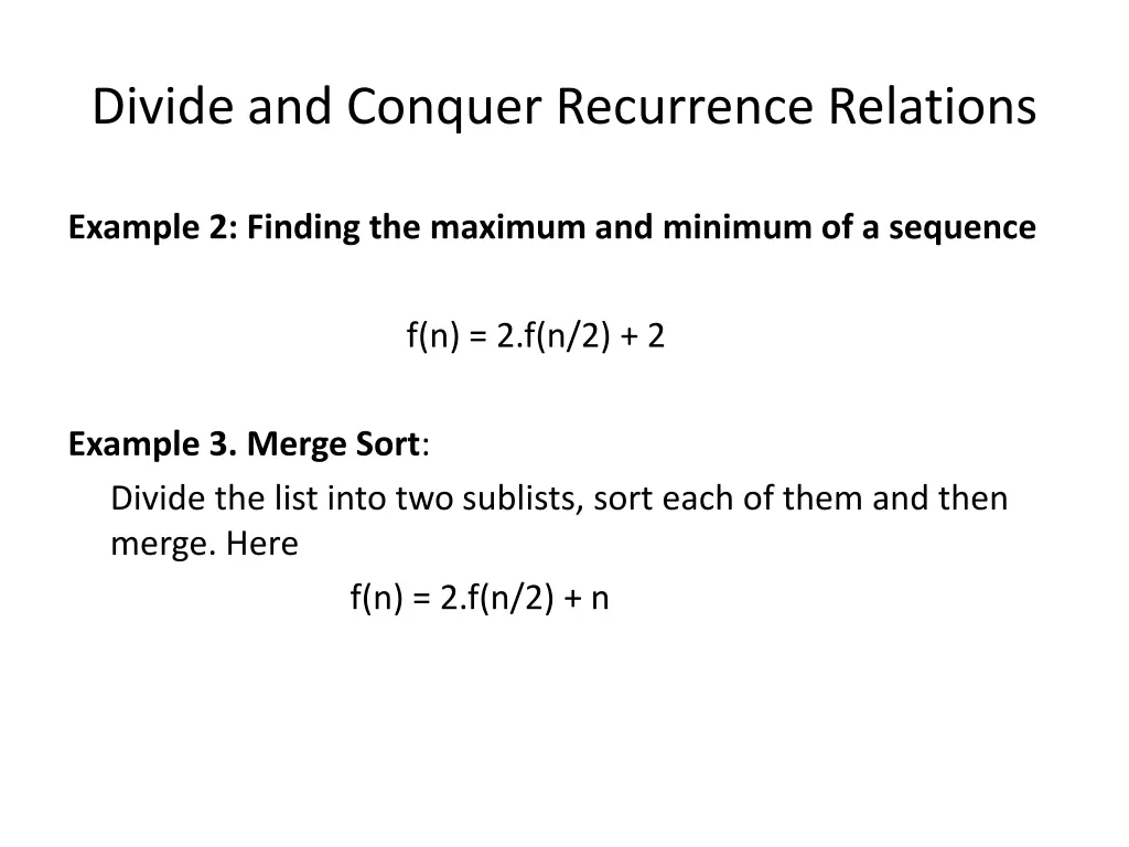 divide and conquer recurrence relations 1