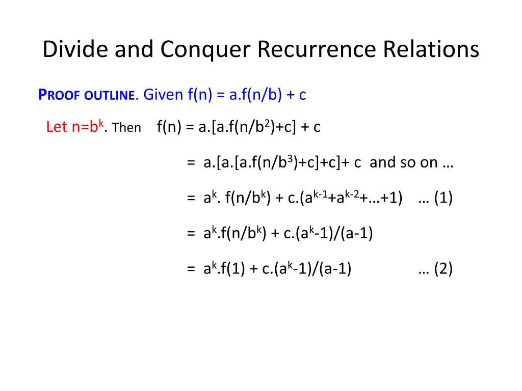 divide and conquer recurrence relations 3