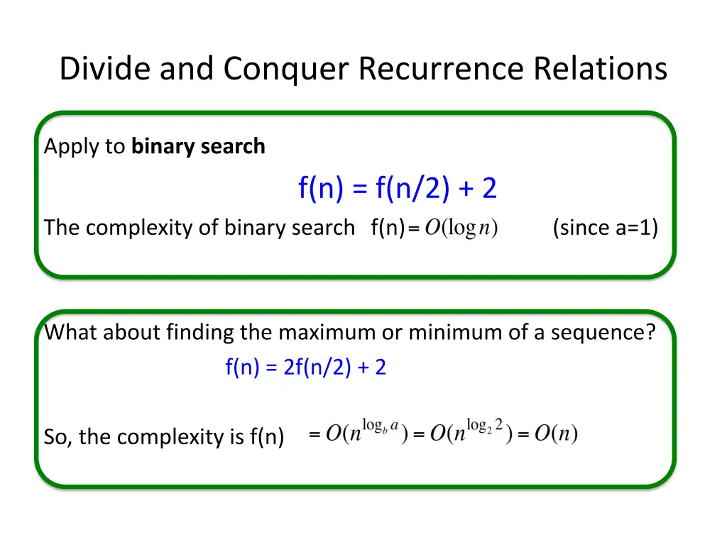 divide and conquer recurrence relations 6