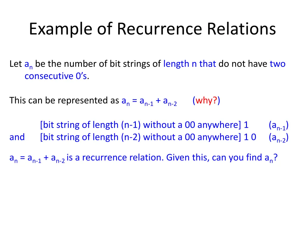 example of recurrence relations