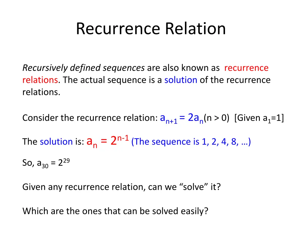 recurrence relation