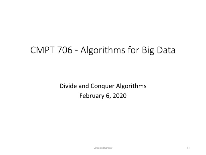 cmpt 706 algorithms for big data