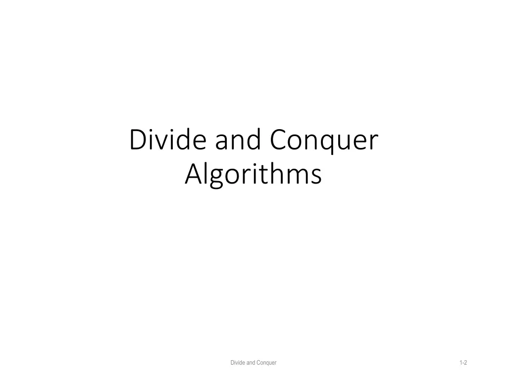 divide and conquer algorithms