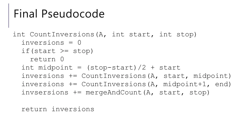 final pseudocode