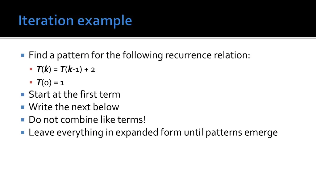 find a pattern for the following recurrence