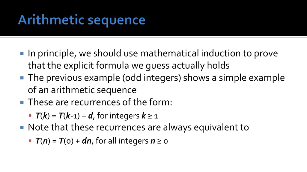 in principle we should use mathematical induction