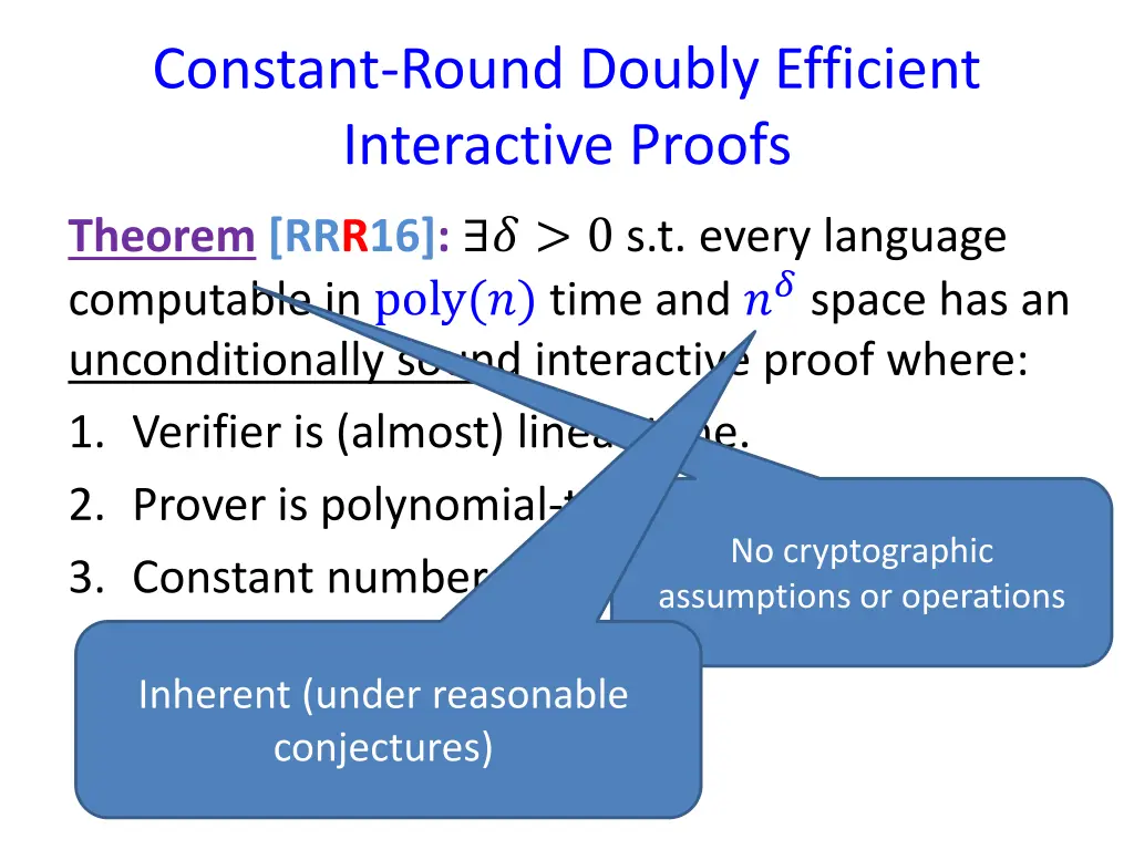 constant round doubly efficient interactive proofs