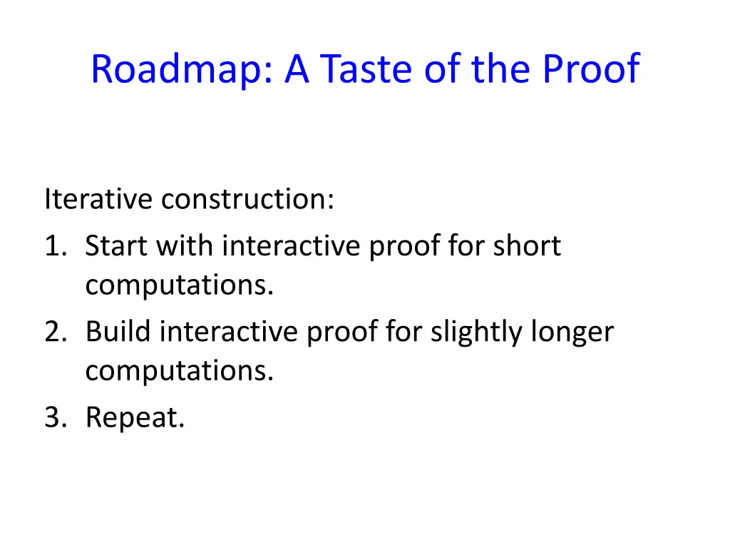 roadmap a taste of the proof