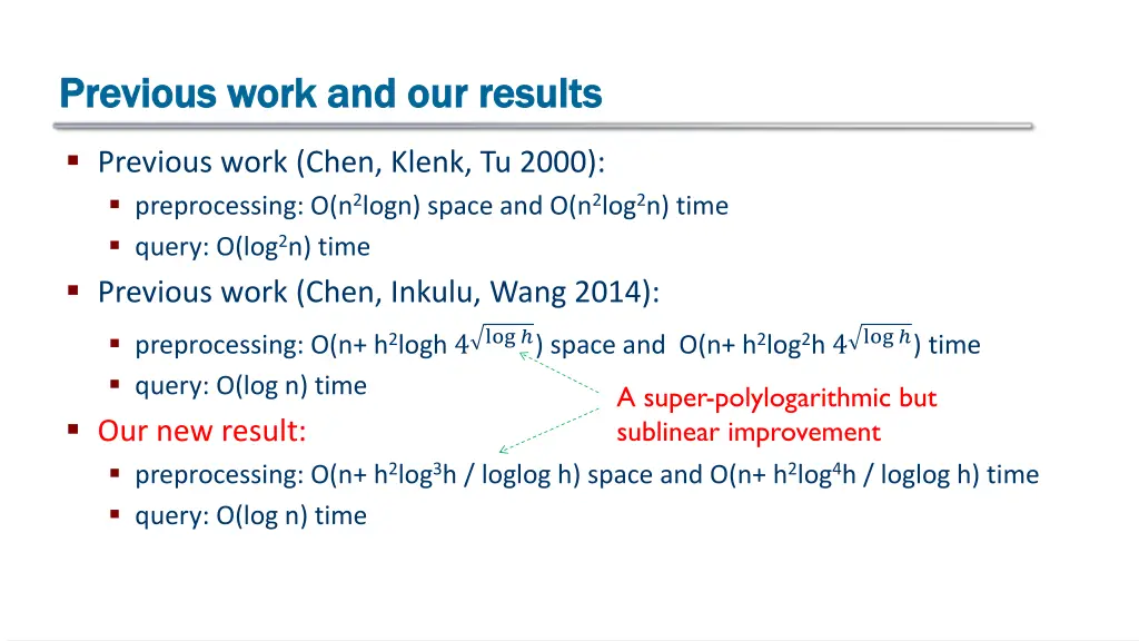 previous work and our results previous work