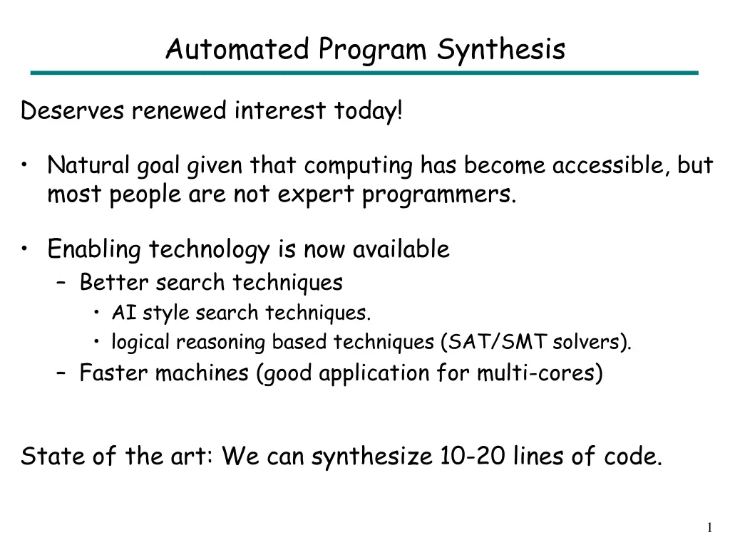 automated program synthesis