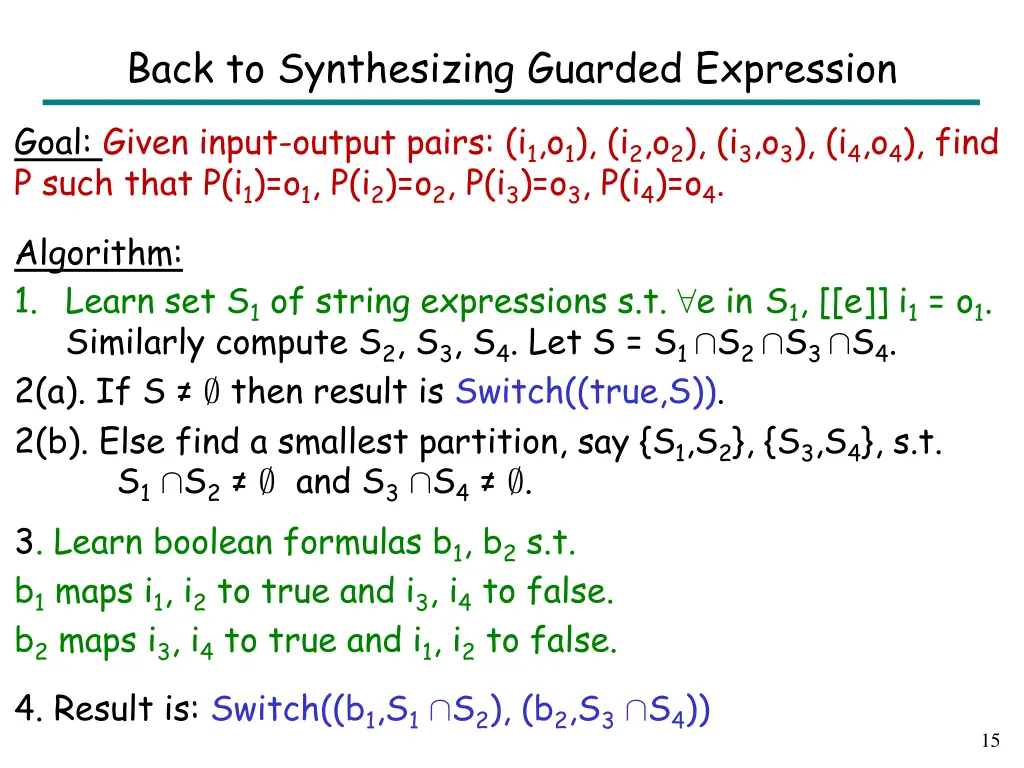 back to synthesizing guarded expression