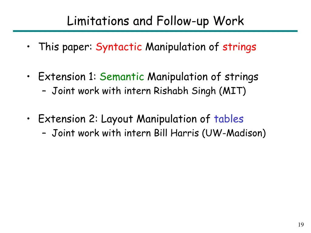 limitations and follow up work