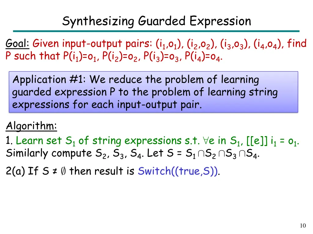 synthesizing guarded expression