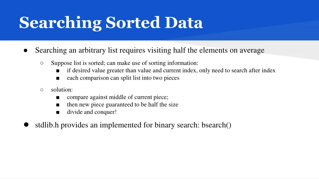 searching sorted data