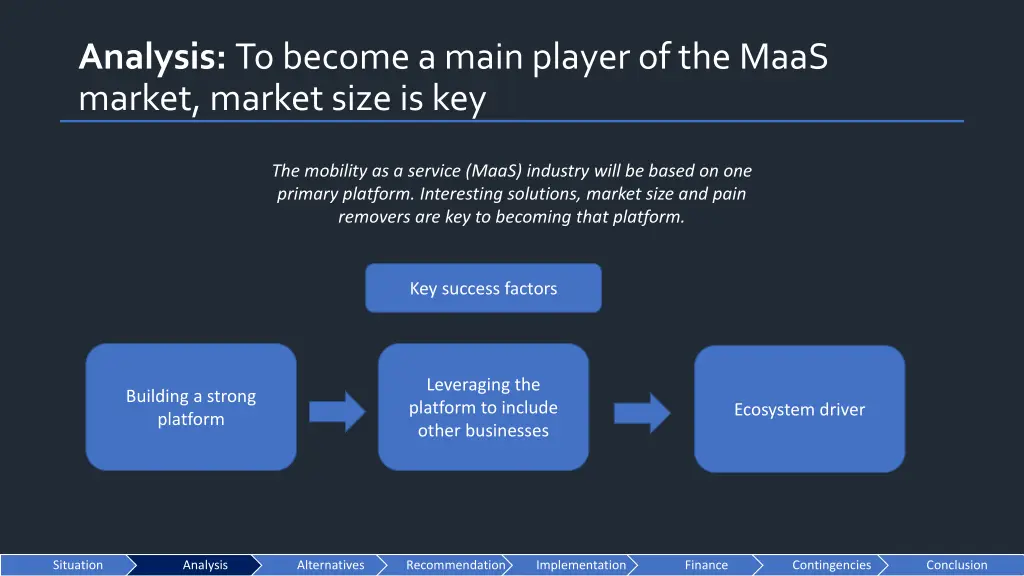 analysis to become a main player of the maas