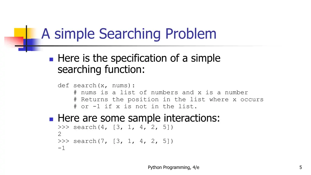 a simple searching problem