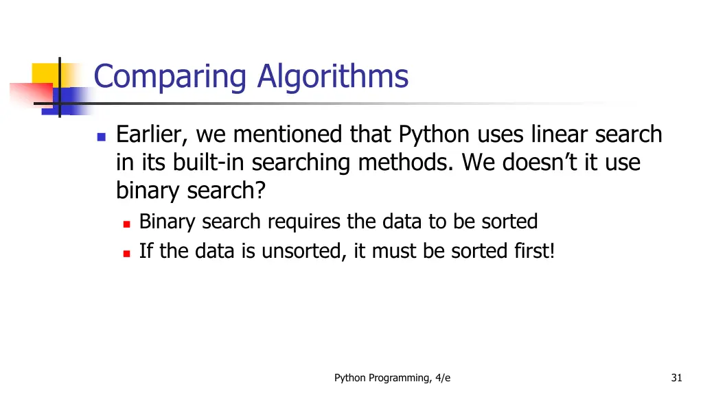 comparing algorithms 10