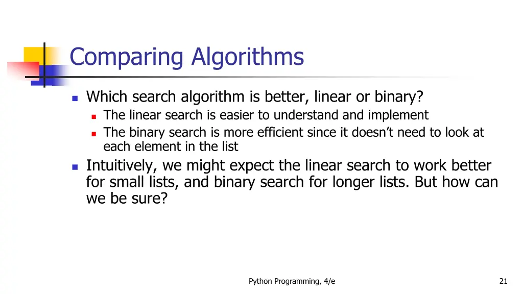 comparing algorithms