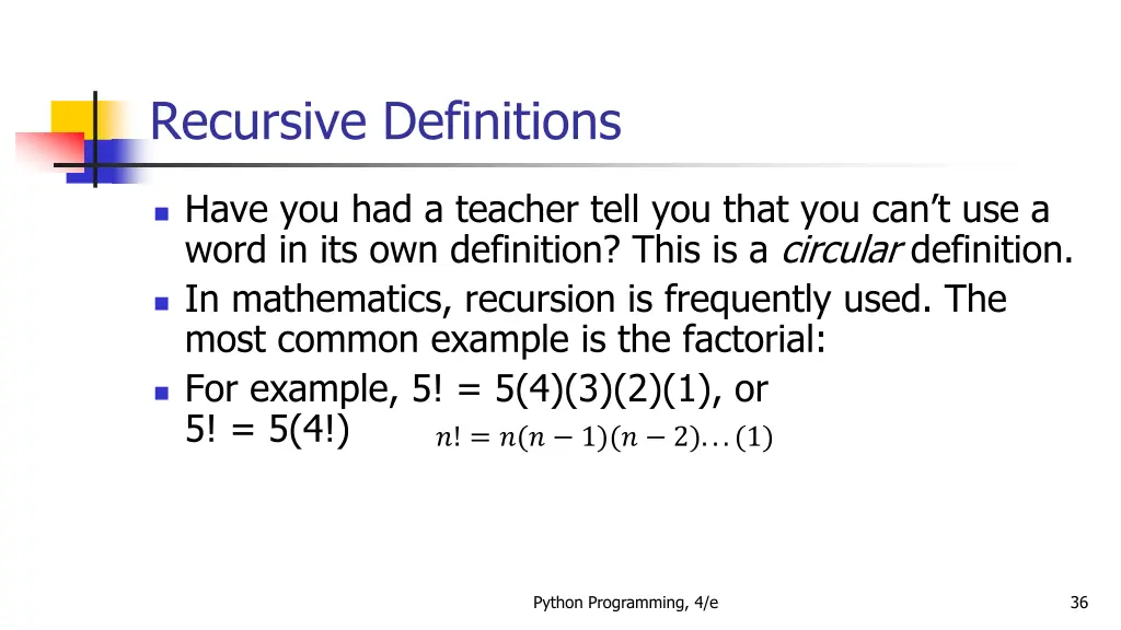 recursive definitions 1