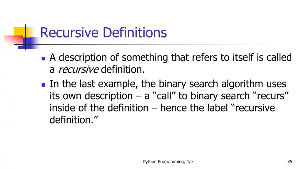 recursive definitions