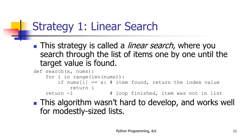 strategy 1 linear search 1