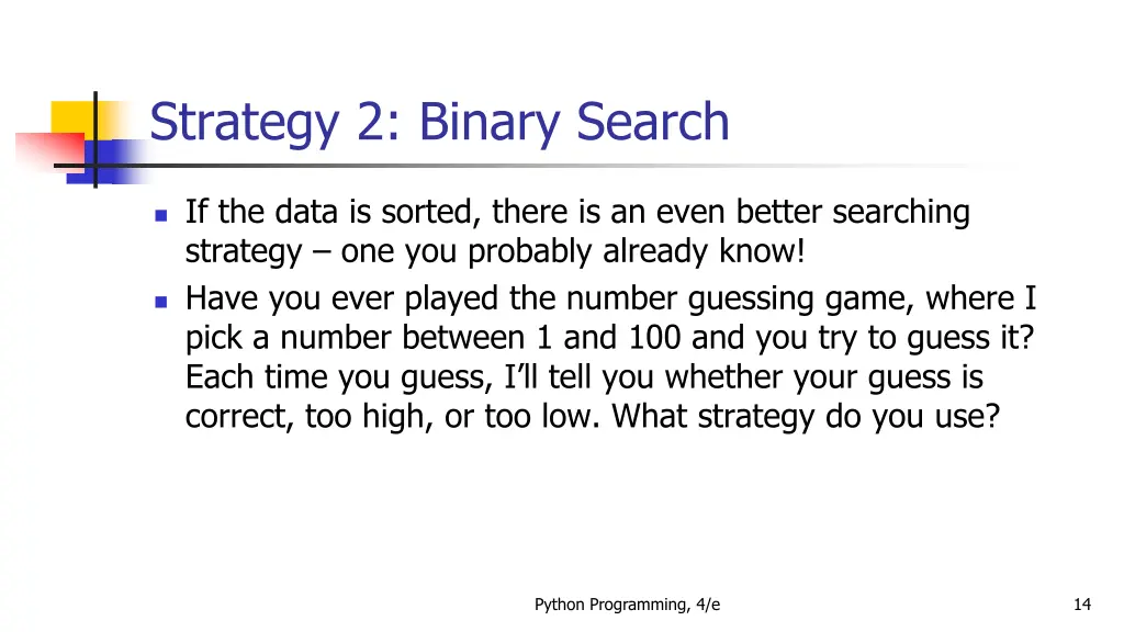 strategy 2 binary search