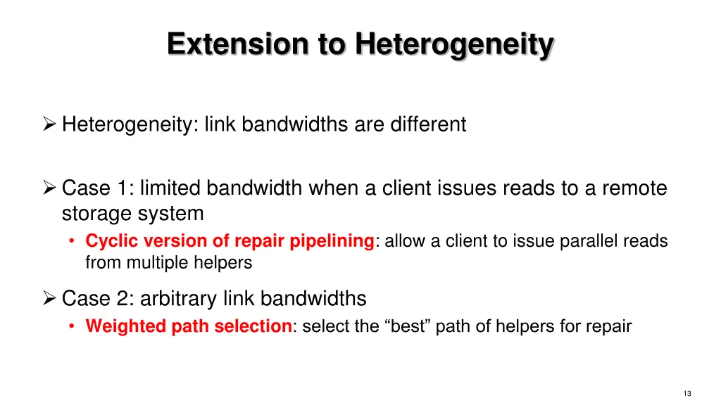 extension to heterogeneity