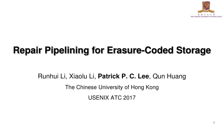 repair pipelining for erasure coded storage