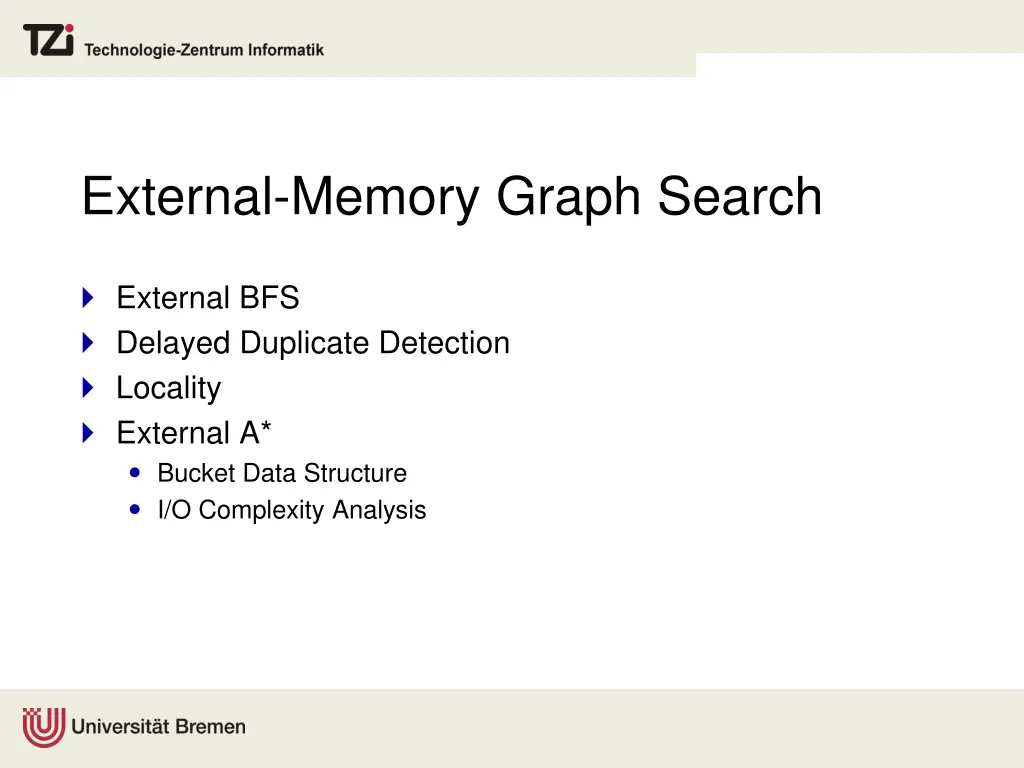 external memory graph search