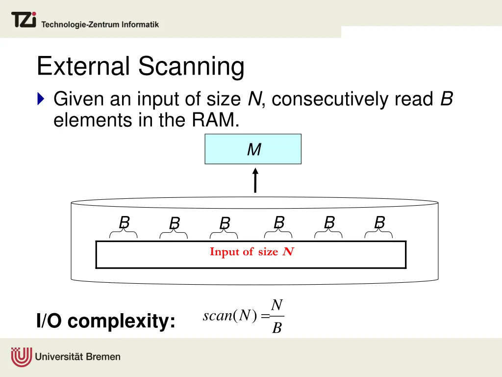 external scanning given an input of size