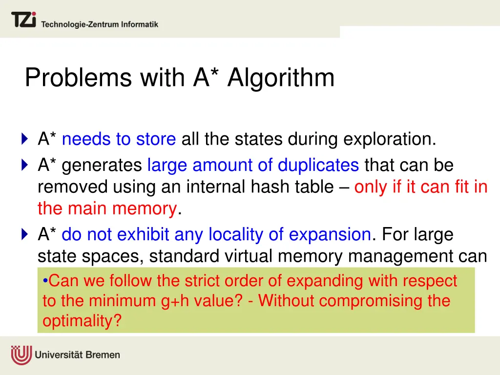 problems with a algorithm