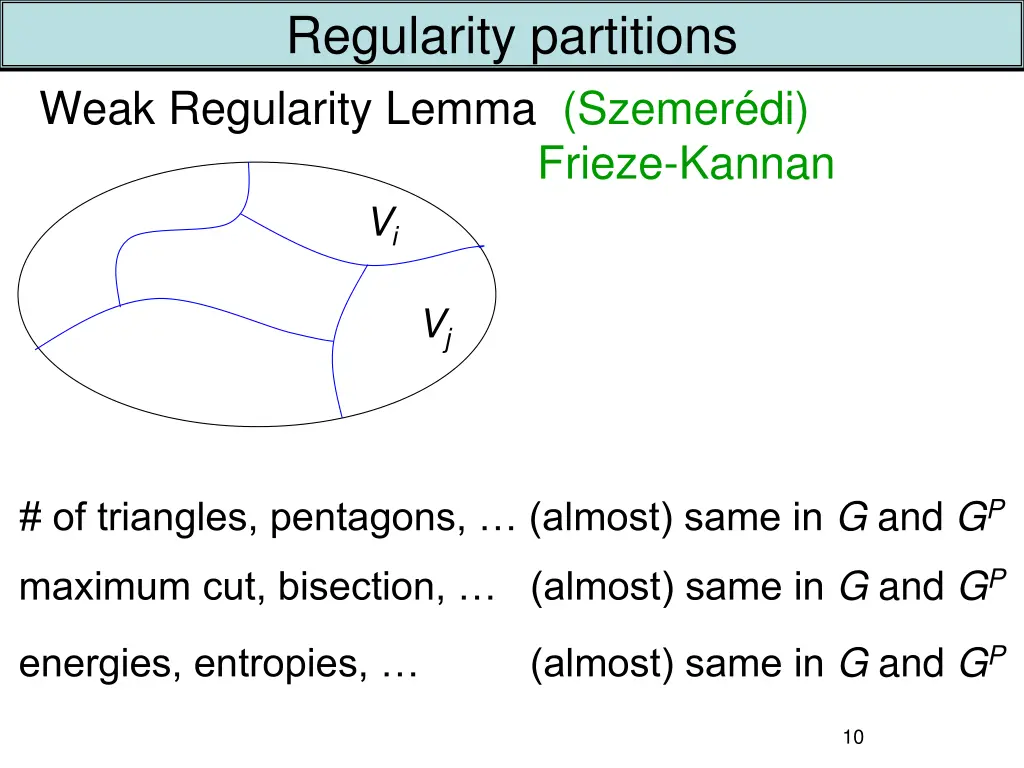 regularity partitions 2