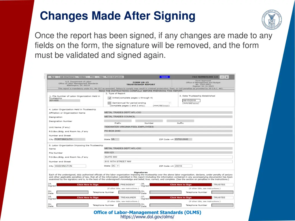 changes made after signing