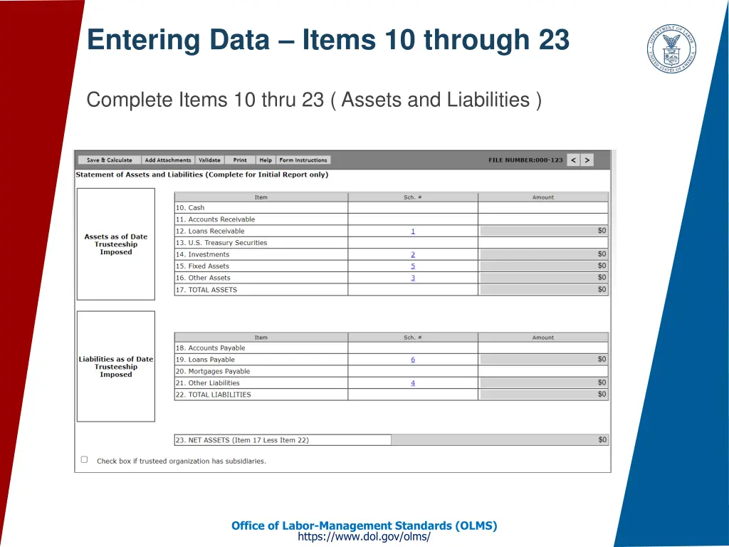 entering data items 10 through 23