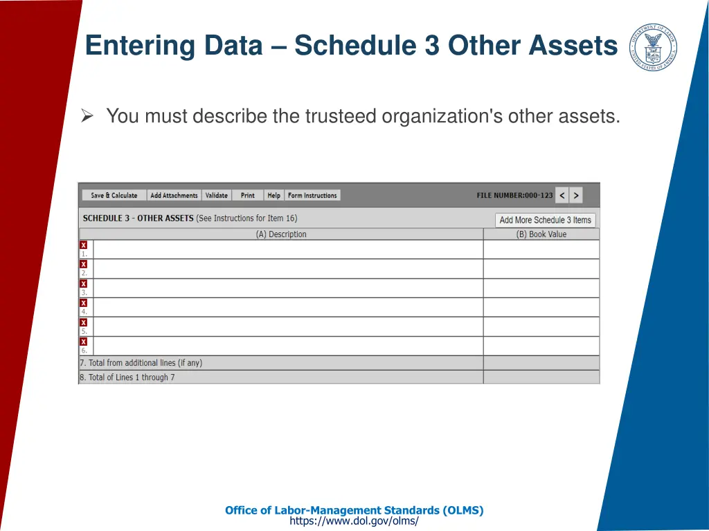 entering data schedule 3 other assets