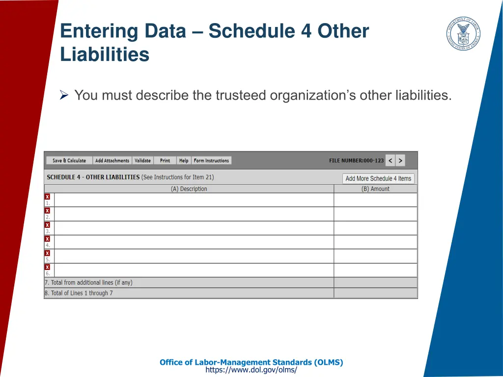 entering data schedule 4 other liabilities