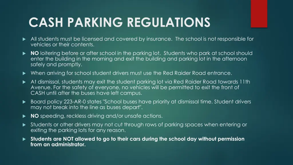 cash parking regulations 1