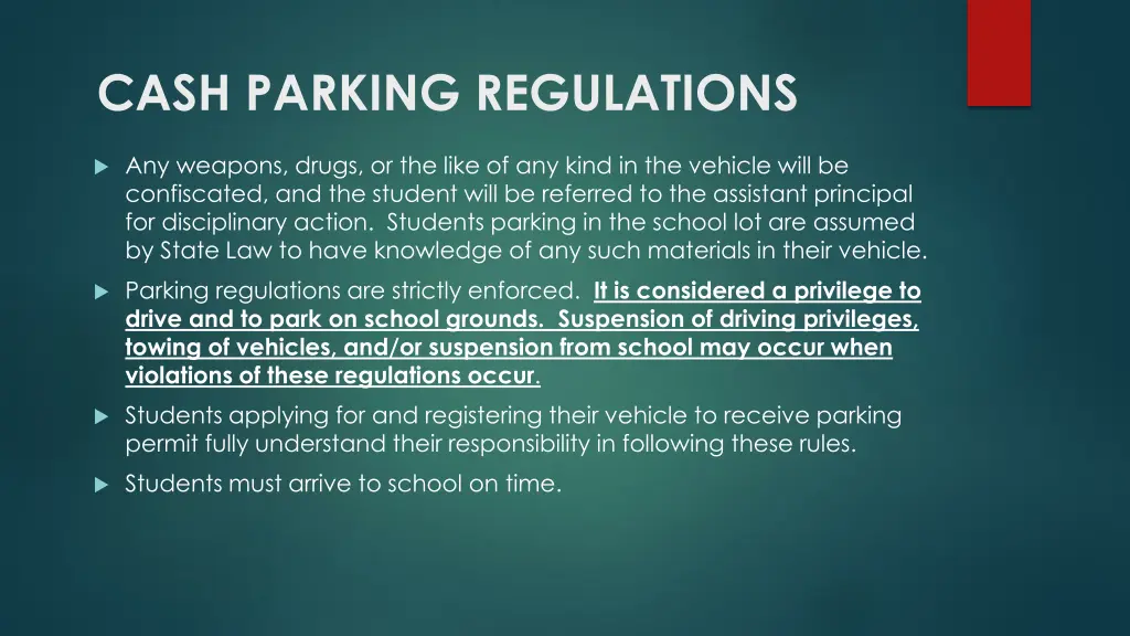 cash parking regulations 2