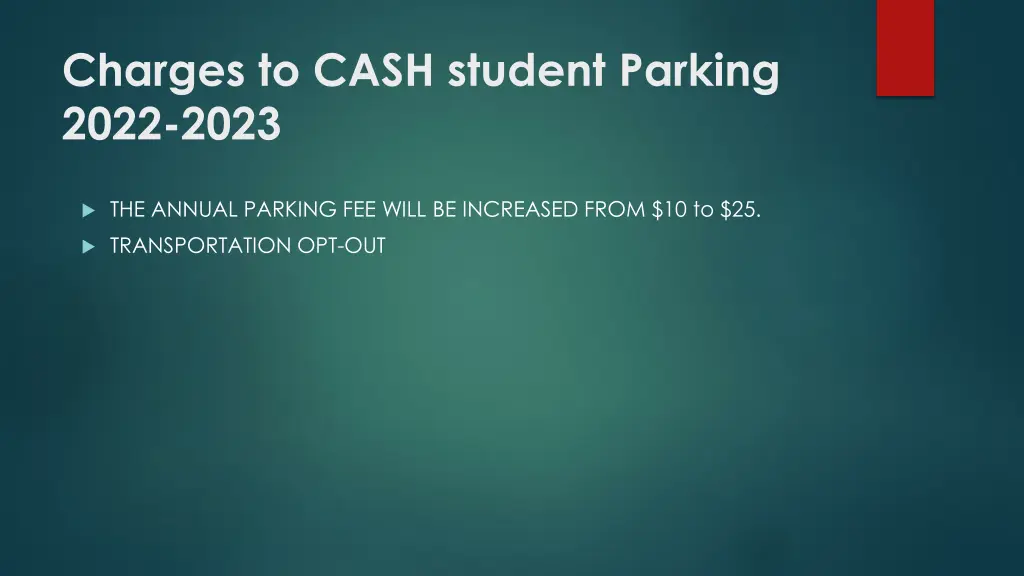 charges to cash student parking 2022 2023