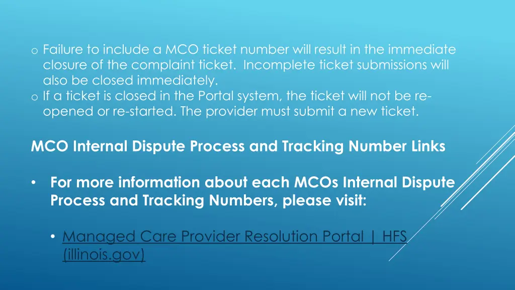 o failure to include a mco ticket number will