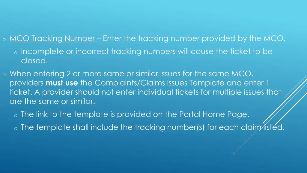 o mco tracking number enter the tracking number