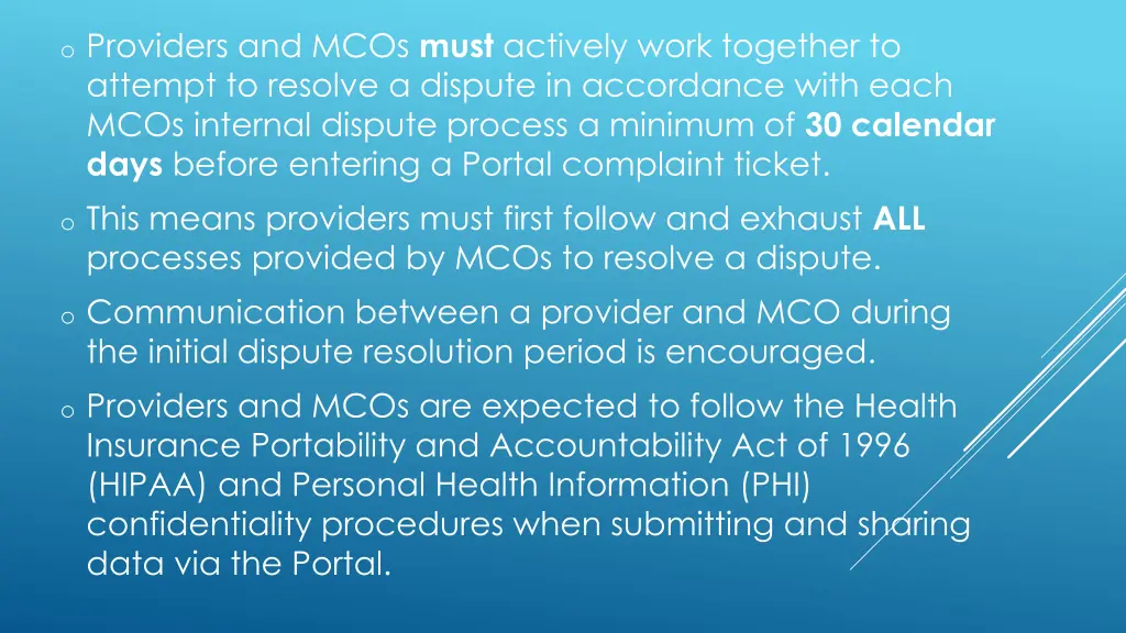 o providers and mcos must actively work together