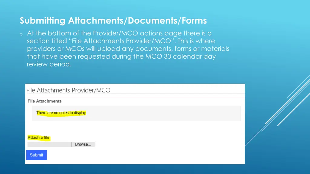 submitting attachments documents forms