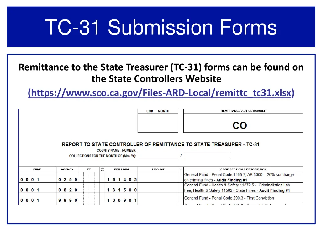 tc 31 submission forms